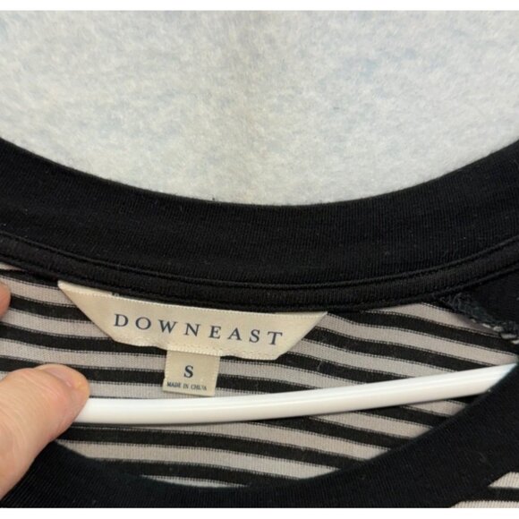 Down East Striped Elbow Patch Long Sleeve Crew Neck Casual Top Shirt Size Small - Picture 2 of 10